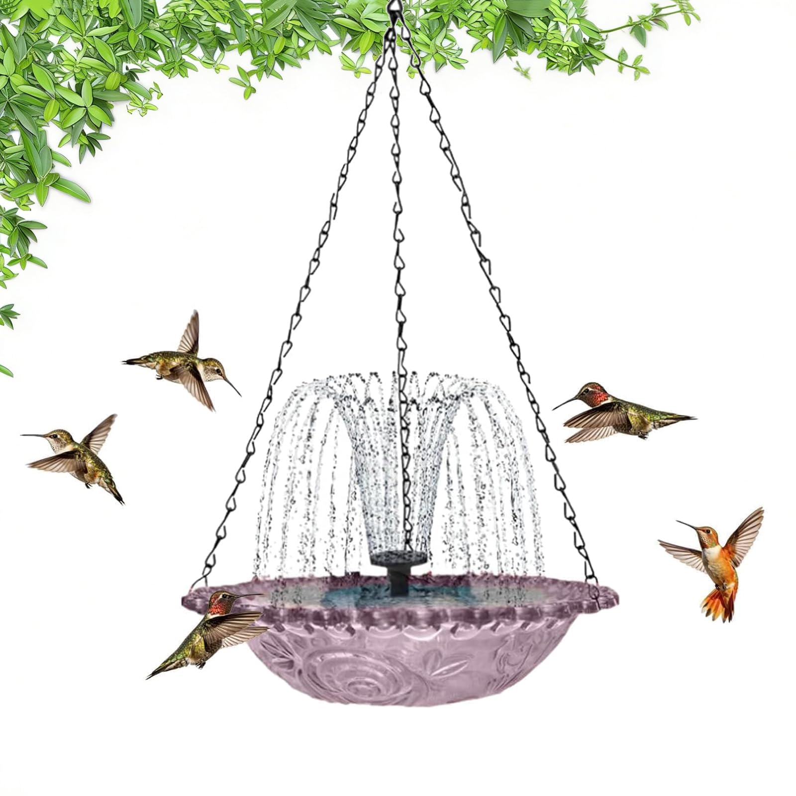 Fontaine solaire en cascade extérieur avec pompe à eau pour oiseaux sauvages