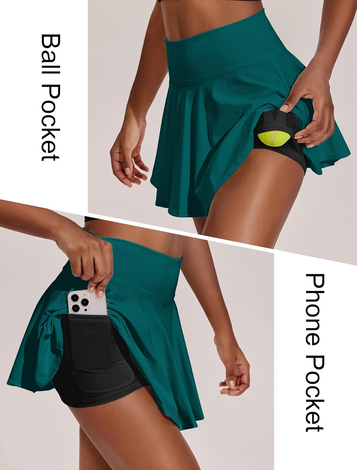 PINSPARK Womens Tennis Skirt Pleated Athletic Skirts with Pockets Shorts High Waisted Golf Skort for Workout Pickleball