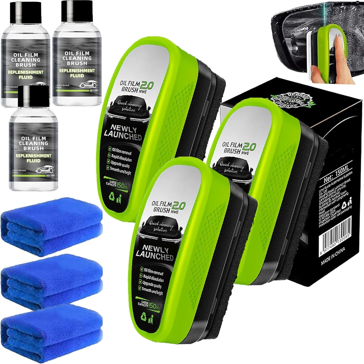 Automotive Oil Film Cleaning Brush 2025, Oil Film Remover for Car Window, Reusable Glass Brush 2.0 (3)