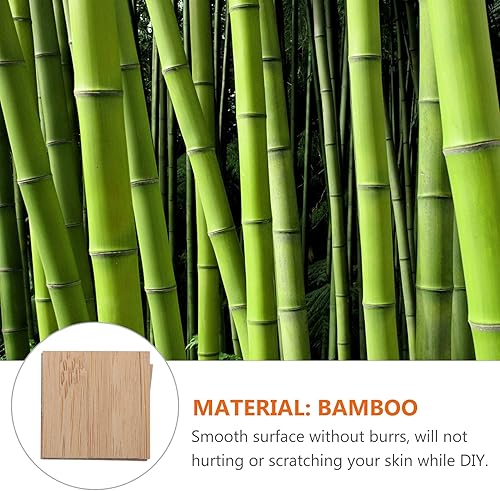 Miniatura 6 de EXCEART Hojas de madera para manualidades sin terminar, piezas de madera, rebanadas de madera de bambú en blanco, recortes cuadrados de madera para