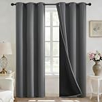 Yakamok 100% Rideaux noir pour la chambre 63 Longueur de pouce,Drapeaux de blocage de lumière totale avec fond noir, Panneaux de grommet solide isolant thermique pour le salon, 38Wx63L, Crème, 2 Panneaux