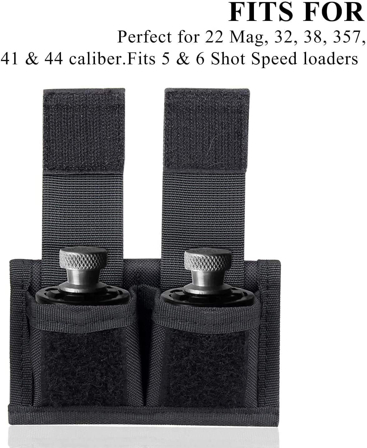 MetaXTac Speed Loader Pouch Case Holder Nylon Tactical Double Speedloader Belt Universal Fit .357 .44 Most from .38 to .45 Colt / 2 Packs