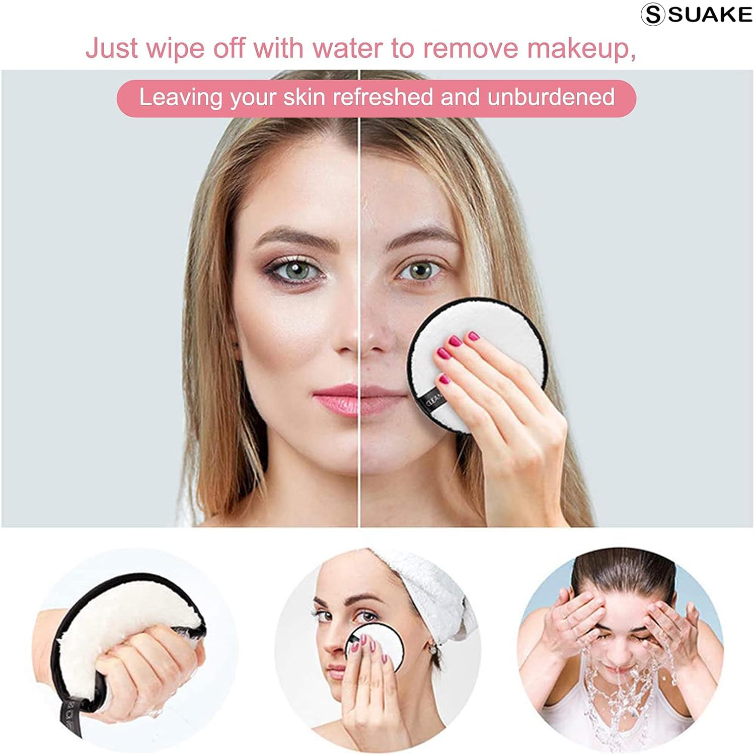 SUAKE Reusable Makeup Remover Pads – Soft & Washable Cotton Pads for Face & Eye Makeup Removal – Eco-Friendly, Gentle on Oily, Dry & Sensitive Skin (Multicolor Pack of 1) - Image 3 thumbnail