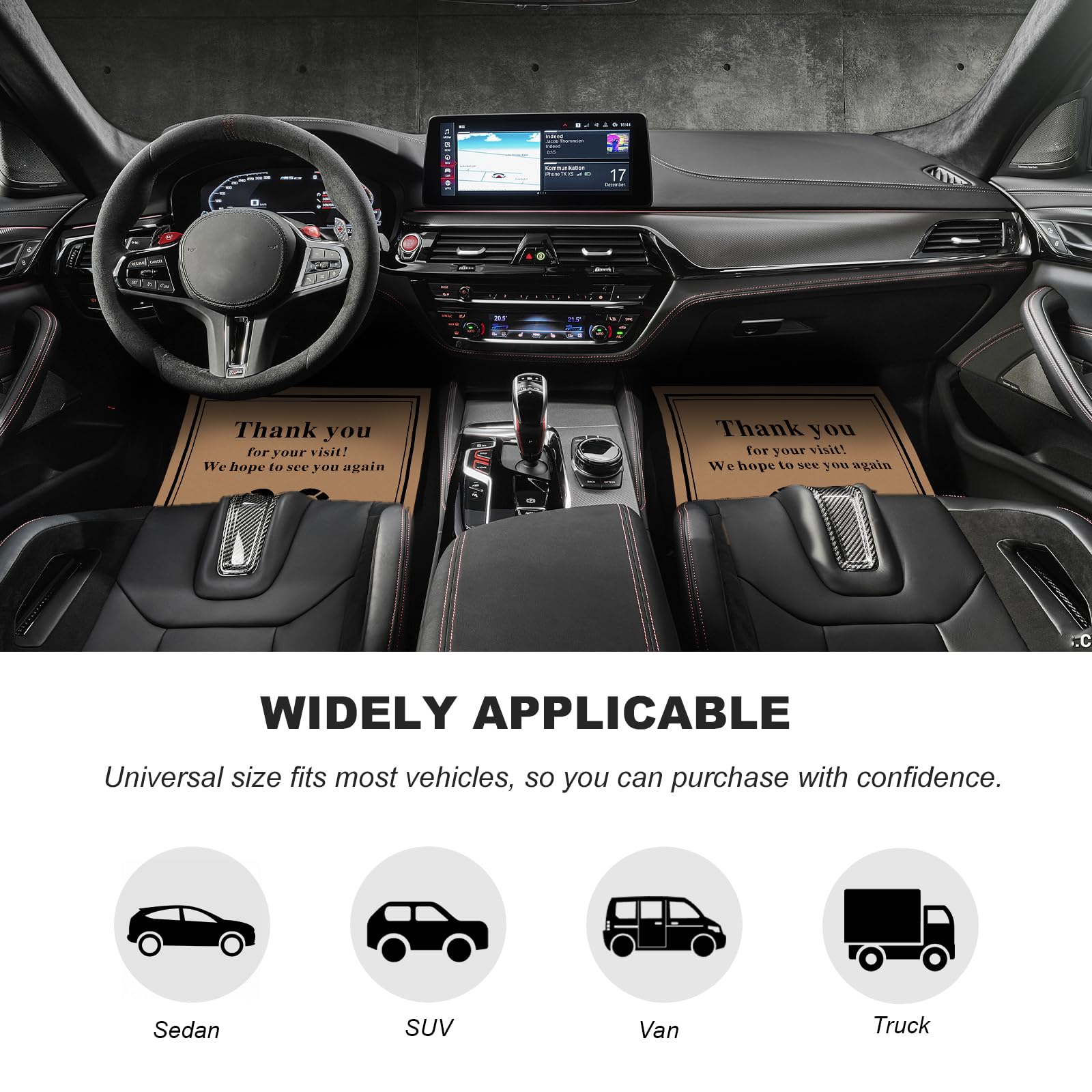 Sun Walker 50 PCS Car Paper Floor Mats 16 x 20 Inch Disposable Auto Carpet Protector with Footprint — view 3