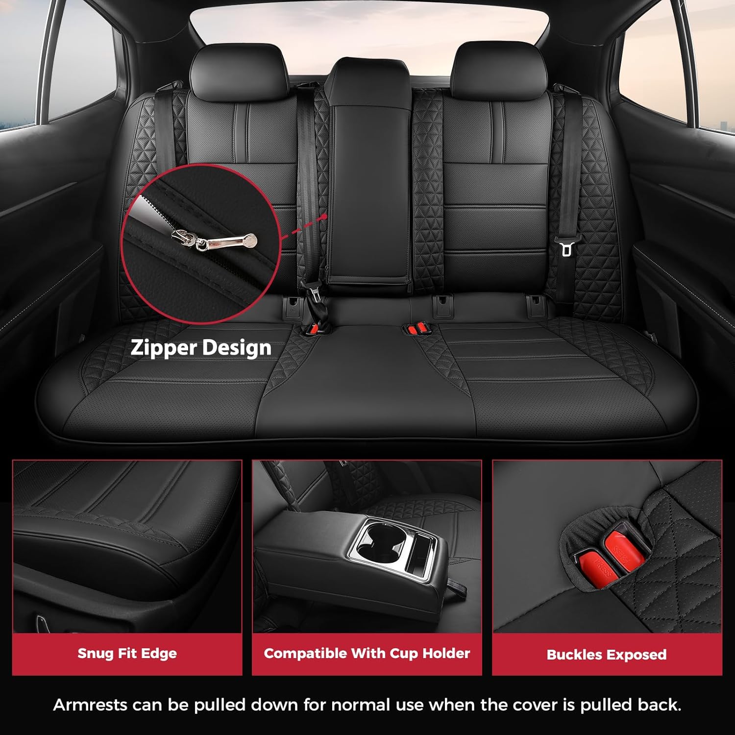 FREESOO Toyota Camry Seat Covers Full Set Custom Fit for Hybrid XSE,Hybrid XLE 2026 2025 Models, Premium Waterproof Leather Car Seat Protectors (Black)