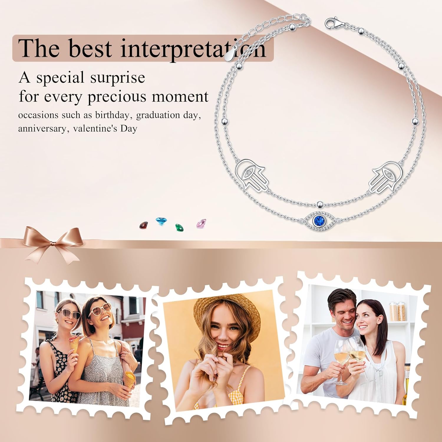 Anklets for Women 925 Sterling Silver Charm Layered Simulated Opal/Moonstone/Daisy/Infinity Summer Beach Ankle Bracelet Foot Chain Jewelry Birthday Valentine's Day Mother's Day Gift