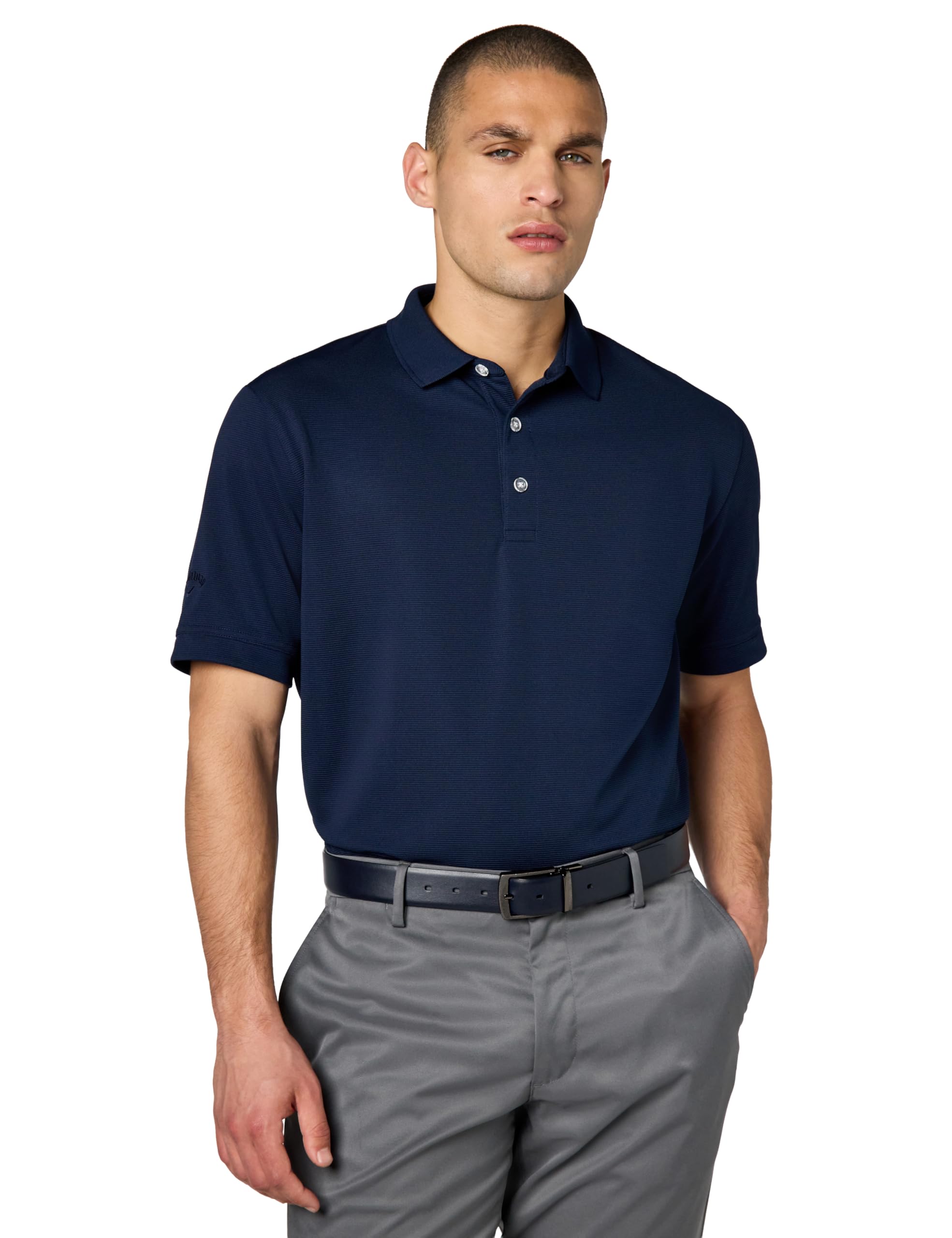Callaway Men's Golf Short Sleeve Solid Ottoman Polo Shirt, Peacoat, 4X-Large