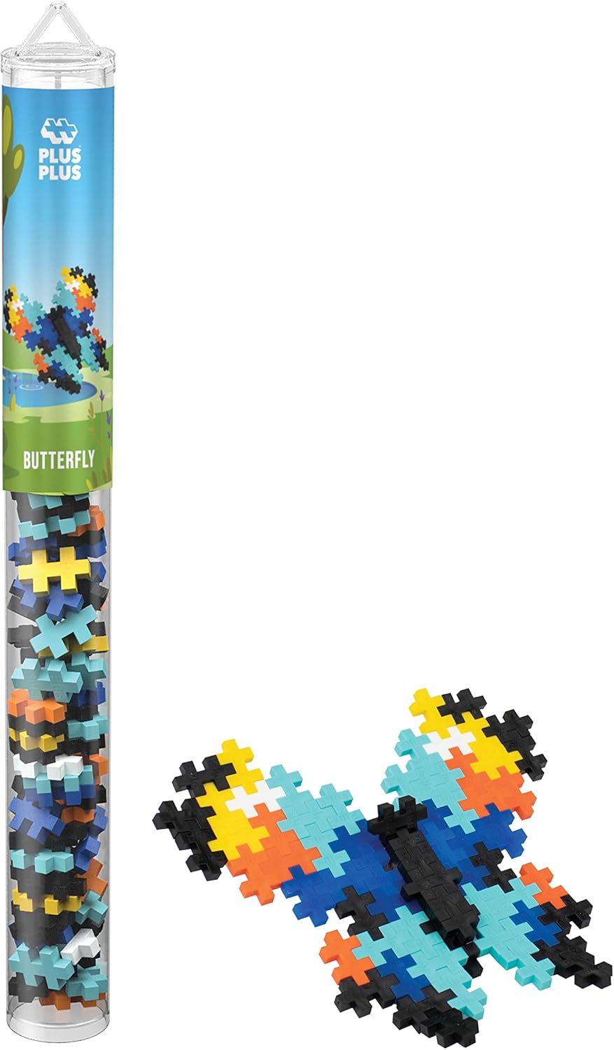 PLUS PLUS 3D Bug Building Block Set, Insect Stem Toys for Kids, 70 Interlocking Pieces - Butterfly Mini Maker Tube Kit