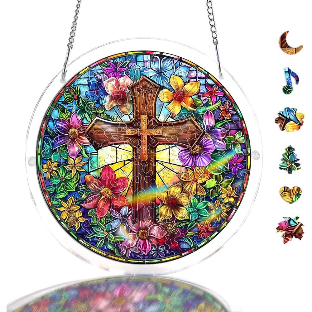 Acrylic Puzzles Suncatcher Window Hanging, Acrylic Puzzle for Adult, 83 Pieces Acrylics Jigsaw Puzzle Suncatcher, Colorful Flame Hummingbird Sun Catchers Window Hanging Panel (Style F) — view 10