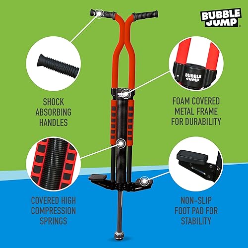Miniatura 4 de Pogo Stick para niños de 10 años en adelante, color rojo, para niños, niñas, adolescentes y adultos, de 80 a 160 libras, mango de goma de agarre