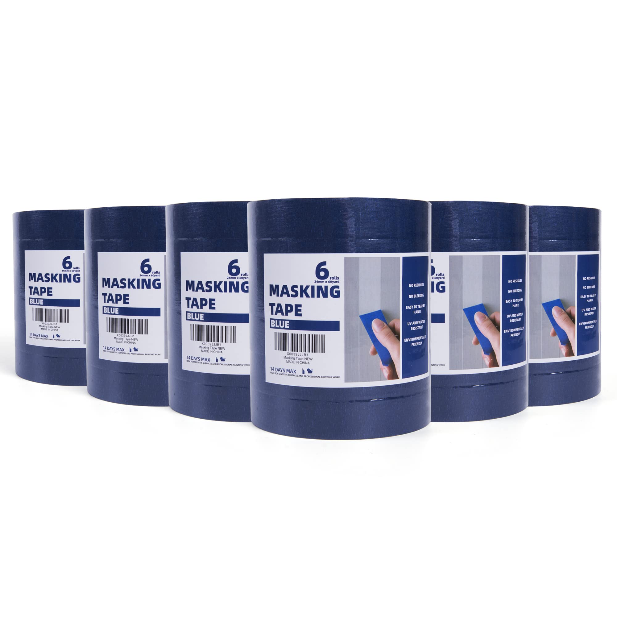 TAPEBEAR Blue Masking Tape, Painters Tape, Residue Free Blue Tape, Decorators Artist Tape with Sharp Lines for Painting, Anti-UV, 0.94 inch x 60 Yard (24mm x55m), 36Rolls โ image 1
