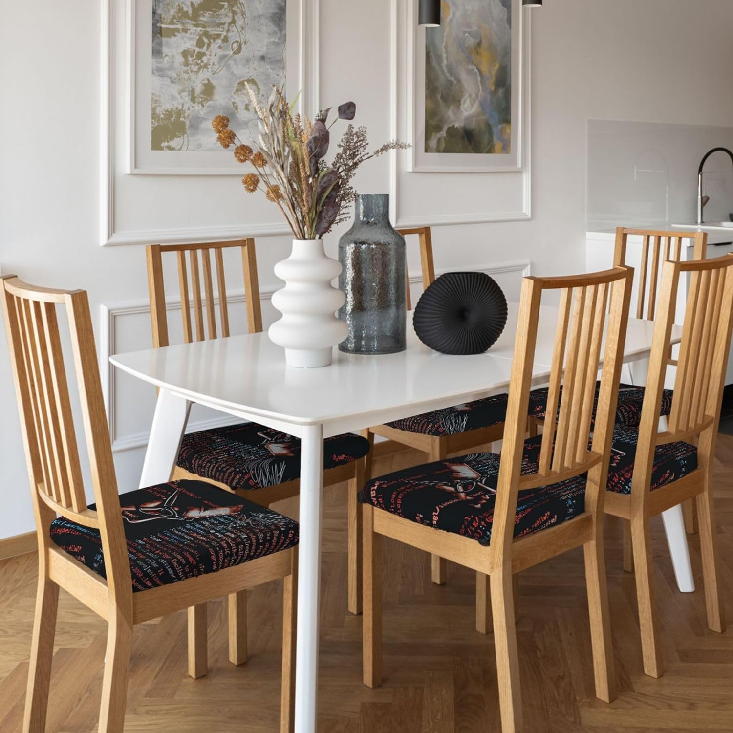 Programmer Programming Code Print Square Cushion Covers 6 Pcs Set Elastic Non-Slip Seat Cushion Slipcovers Pet Furniture Protectors for Chair, Sofa