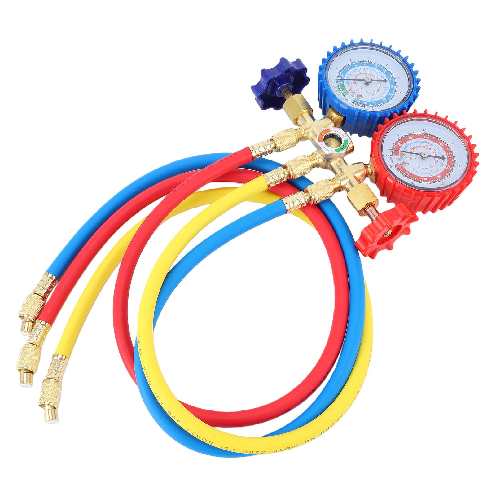 HUIOP Set manometri refrigerante Strumenti per Aria condizionata con Tubo e Gancio per R12 R22 R404A R134A