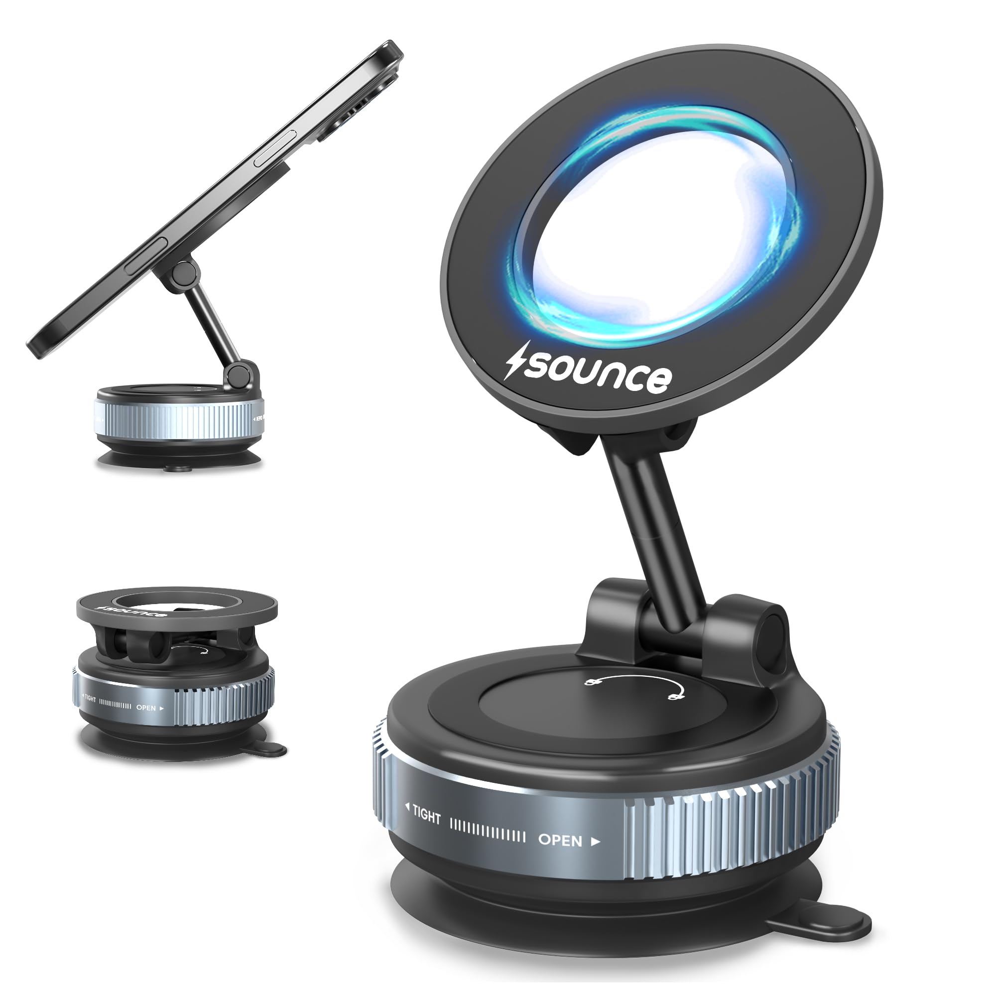Sounce Universal Magnetic Phone Mount with 360° Rotation and Cup, Designed for Hands-Free Use in Cars, Home Gyms, Mirrors, and Showers, Compatible with All Smartphones – Extended-image-17