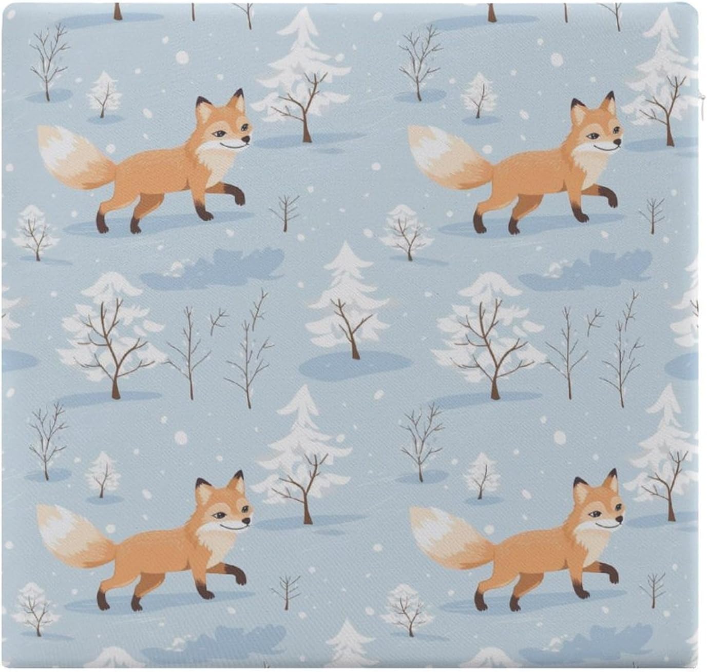 Winter Foxes Floor Pillow Meditation Yoga Cushion Square Chair Cushion Pillows Seating for Adults