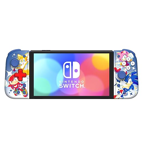 Mando ergonómico HORI Nintendo Switch Split Pad Compact (edición de Sonic the Hedgehog) para modo portátil, con licencia oficial de Nintendo y SEGA