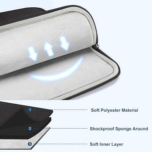 Vista 3 de MOSISO Funda vertical de poliéster con bolsillo para laptop de 15 pulgadas, para computadora MacBook Air 15 M4 A3241, M3 A3114 y M2 A2941 de 2025