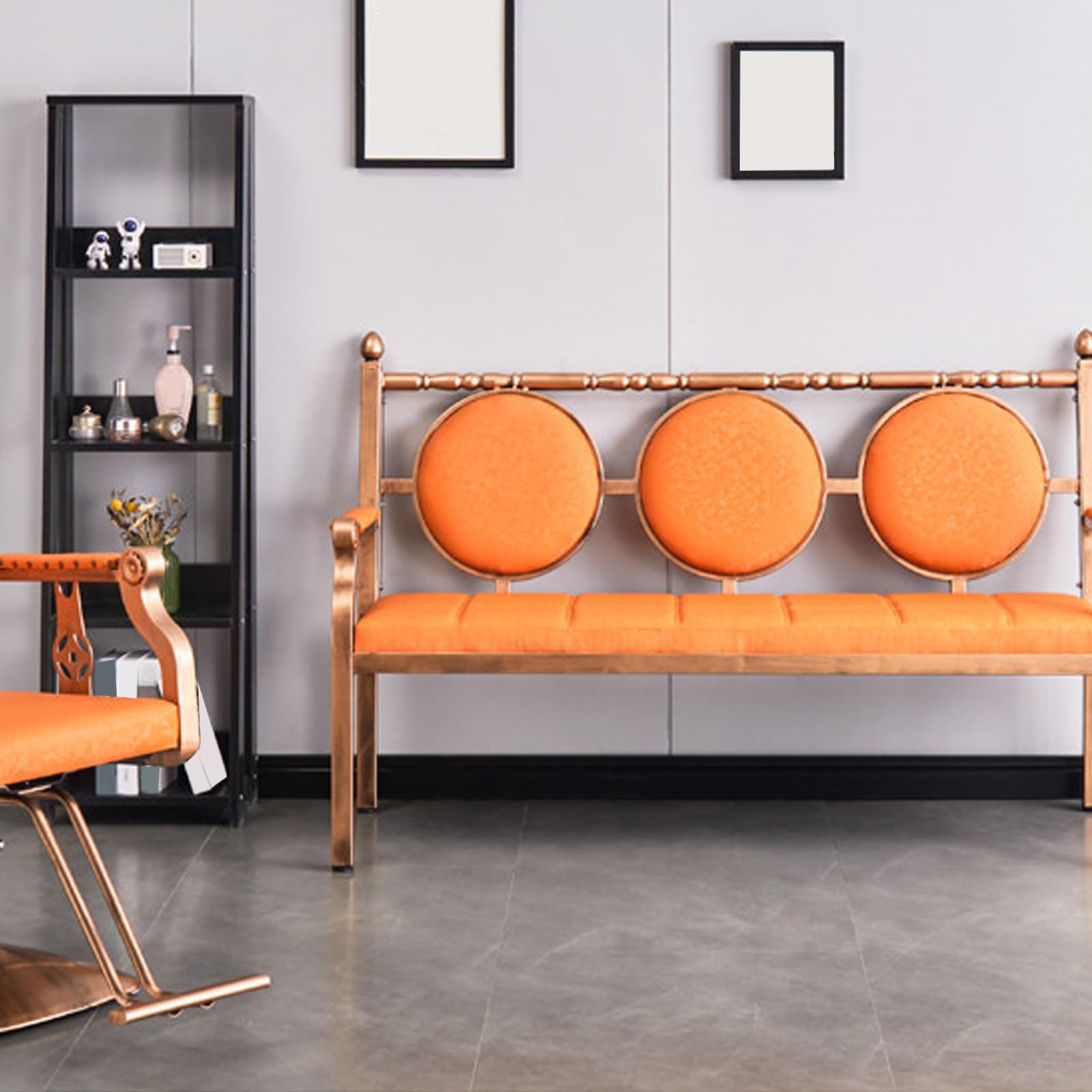 Wartebank, Empfangsstuhl aus Leder mit Metallgestell und ergonomischer Rückenlehne, für Büro, Klinik, Lounge, Empfang, Wartezimmer (Schwarz 152 cm)