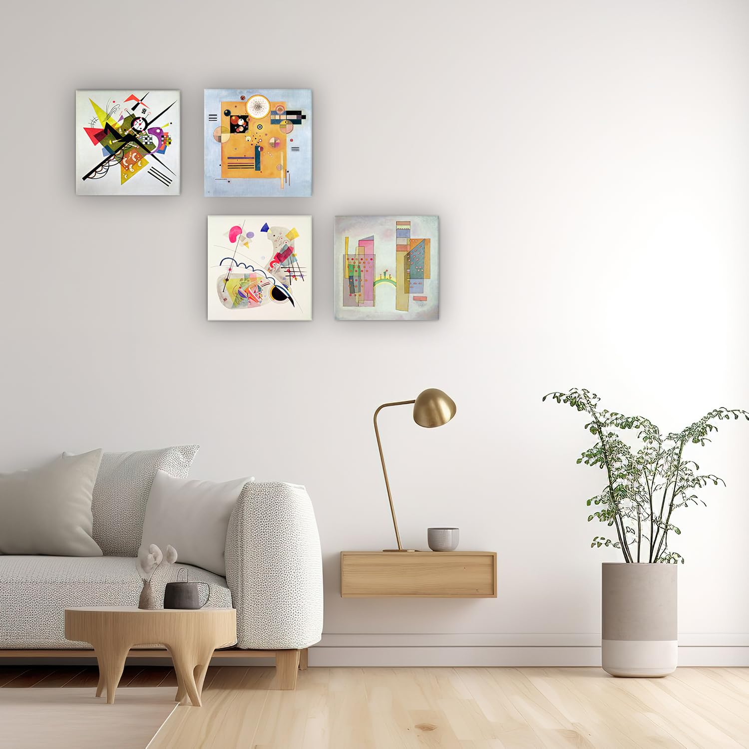 Quadri Moderni Wassily Kandinsky 4 pz 30x30 CM cadauno var 3 Stampa su tela Canvas Arredamento Arte Classica Arredo per cucina, camera da letto, soggiorno, salotto, bar, ufficio, ristorante