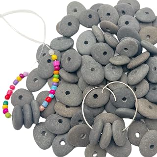 Lifetip 20PCS Center Drilled Pebbles, Tiny Drilled River Stones, Rocks for Crafts,Painting,Pendants,Stone Beads,About 0.8" in Length