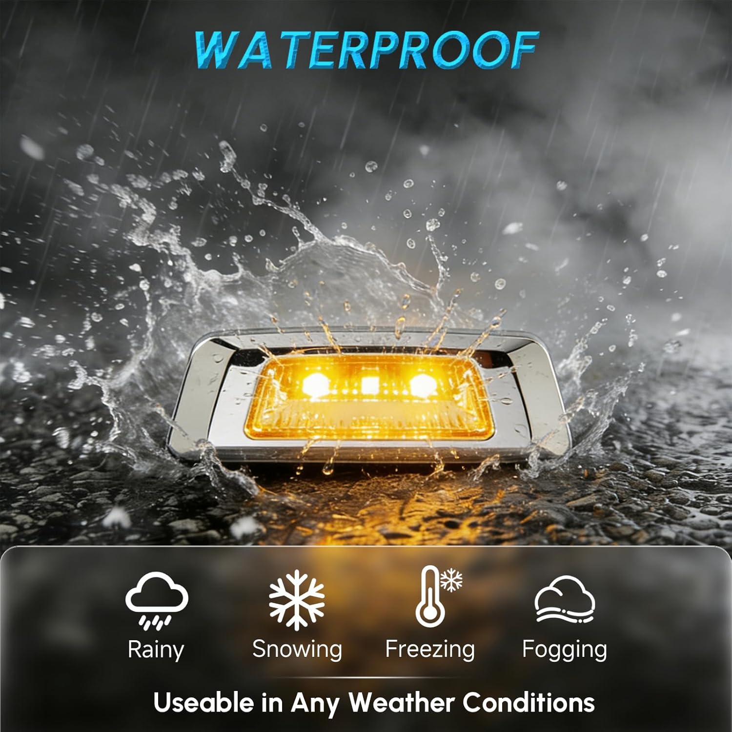 2PCS Side Marker LED Light Fits for Kenworth T680 T700 T880 Semi-Truck Clear Lens Chrome Bright Amber Full LED Fender Marker Light Driver and Passenger Side