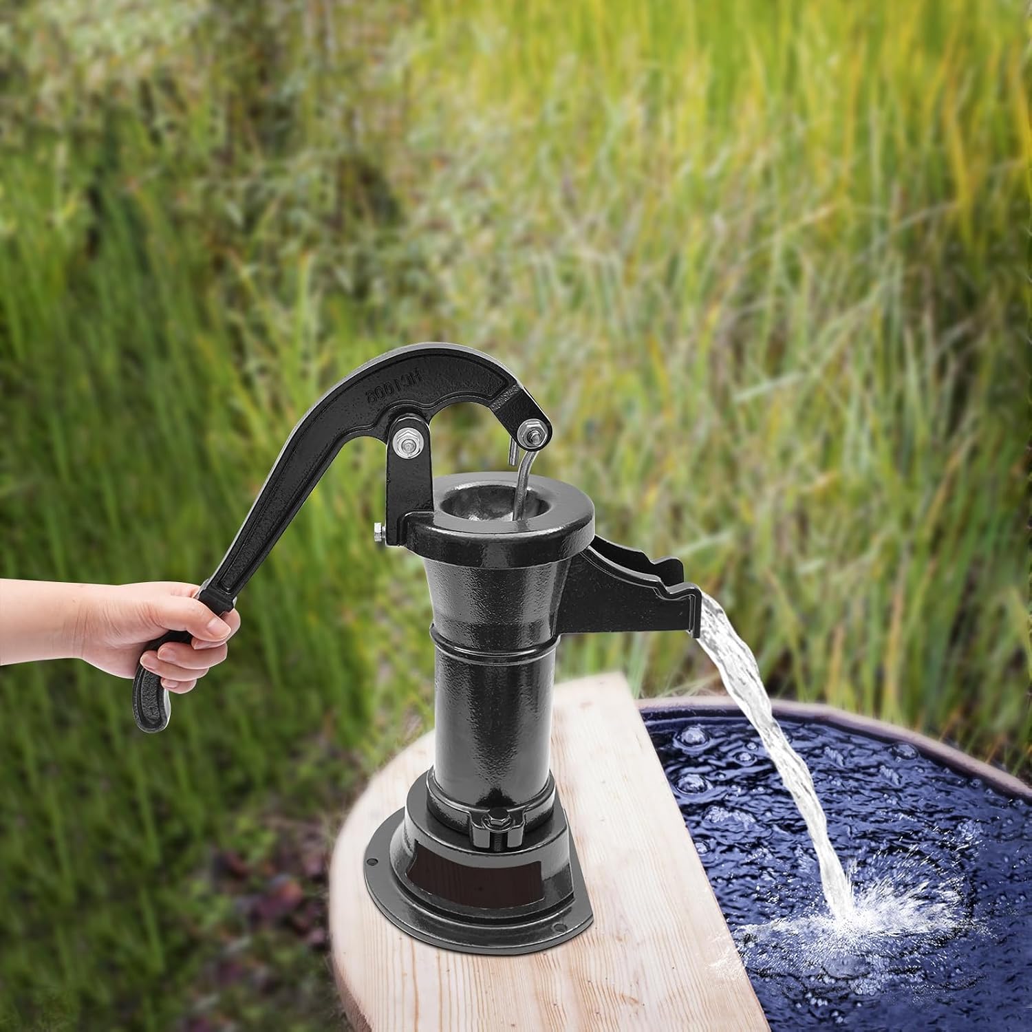 Antique Pitcher Hand Water Pump, Cast Iron Manual Hand Shake Suction Well Pump with 25 ft Lift Press Suction, Hand Operated Pitcher Pump for Outdoor Yard Ponds Garden