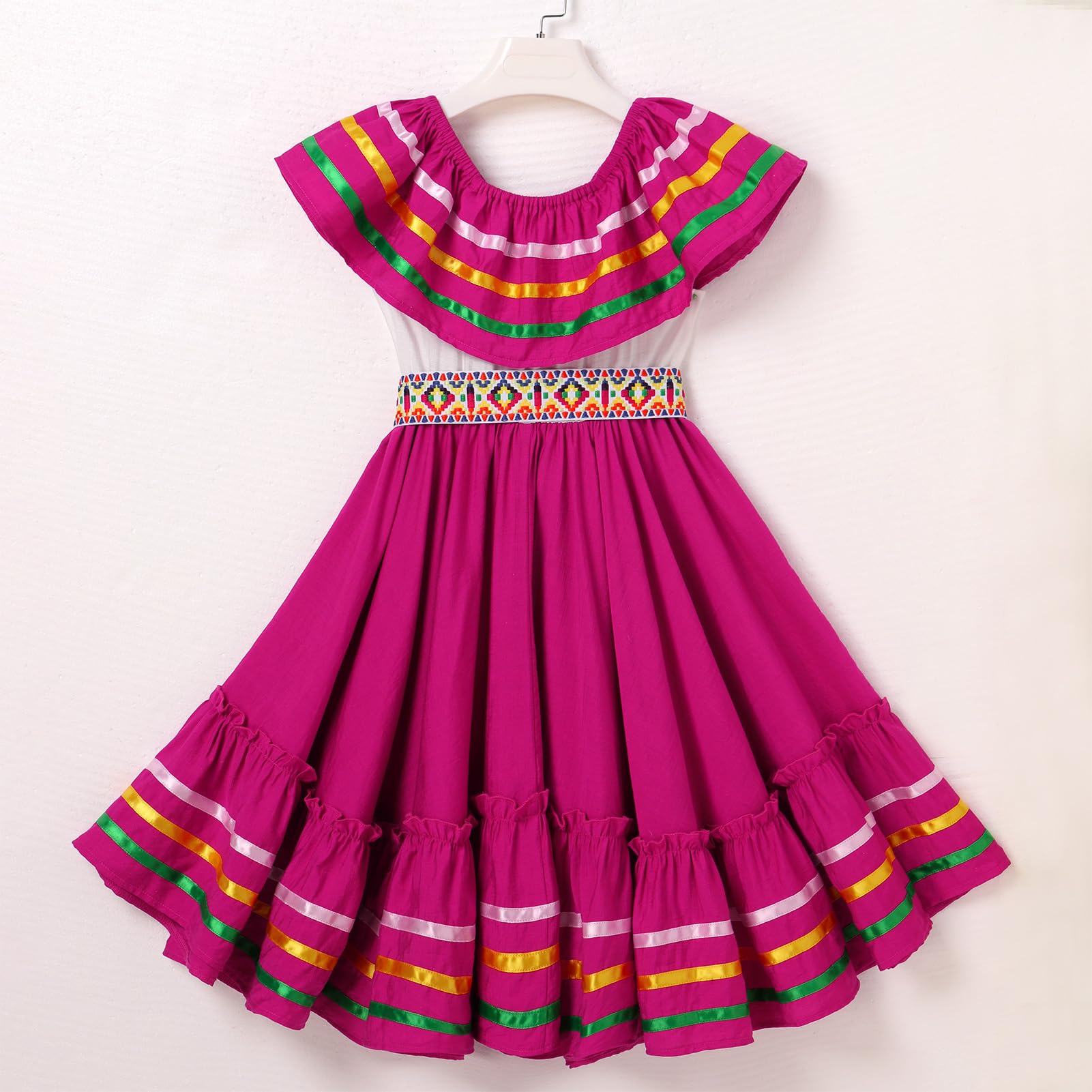 Robe mexicaine traditionnelle folk volants drapé Cinco De Mayo Folklorico Fiesta Robe
