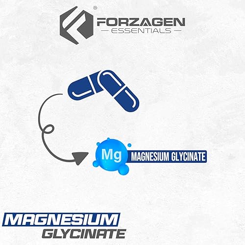 Miniatura 5 de Forzagen Suplemento de glicinato de magnesio, 500 mg, 120 cápsulas, apoyo mineral esencial para la función nerviosa, la salud muscular y el