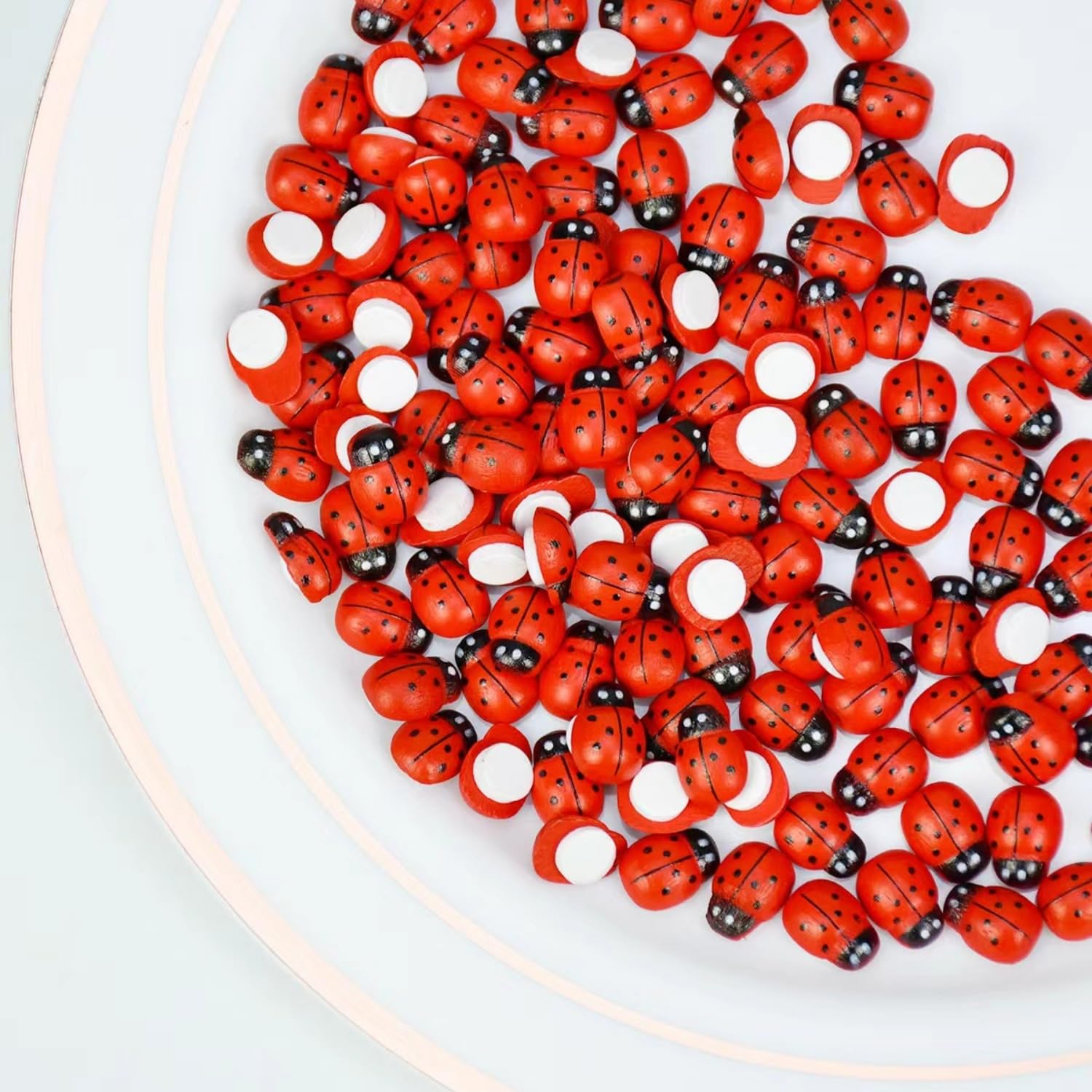 100 Coccinelle In Legno Autoadesive – Mini Decorazioni Fai Da Te 1,1x0,8cm – Per Scrapbooking, Feste, Baby Shower, Ghirlande – Colori Vivaci