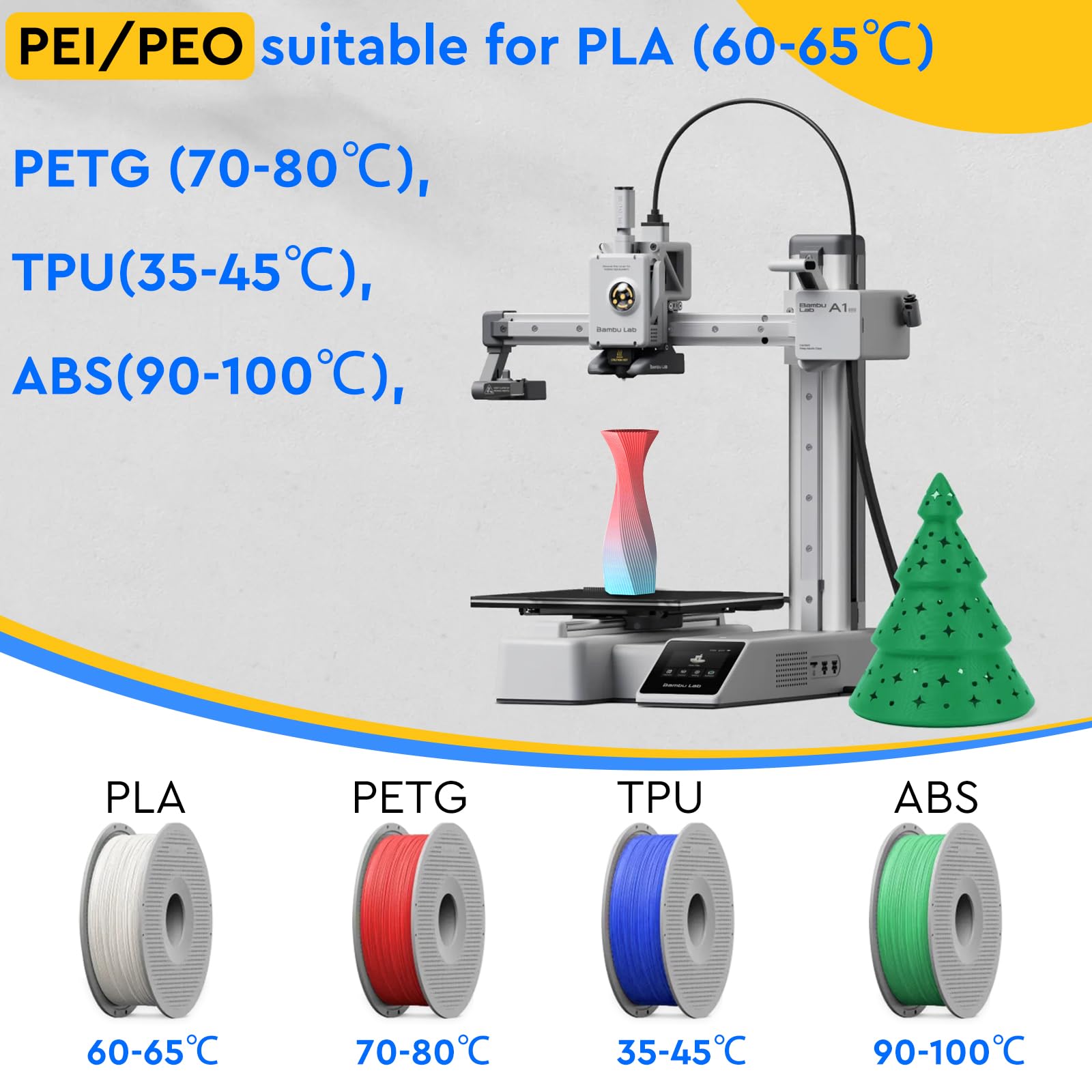 EFUTURETIME 1 x Strukturierte Druckplatte 257 x 257 mm Dwustronna PEO+PEI, Elastyczna Magnetyczna 3D Podłoga Druku (odporna na temperaturę do 80°C, krótkotrwała do 120°C (3 godz.))