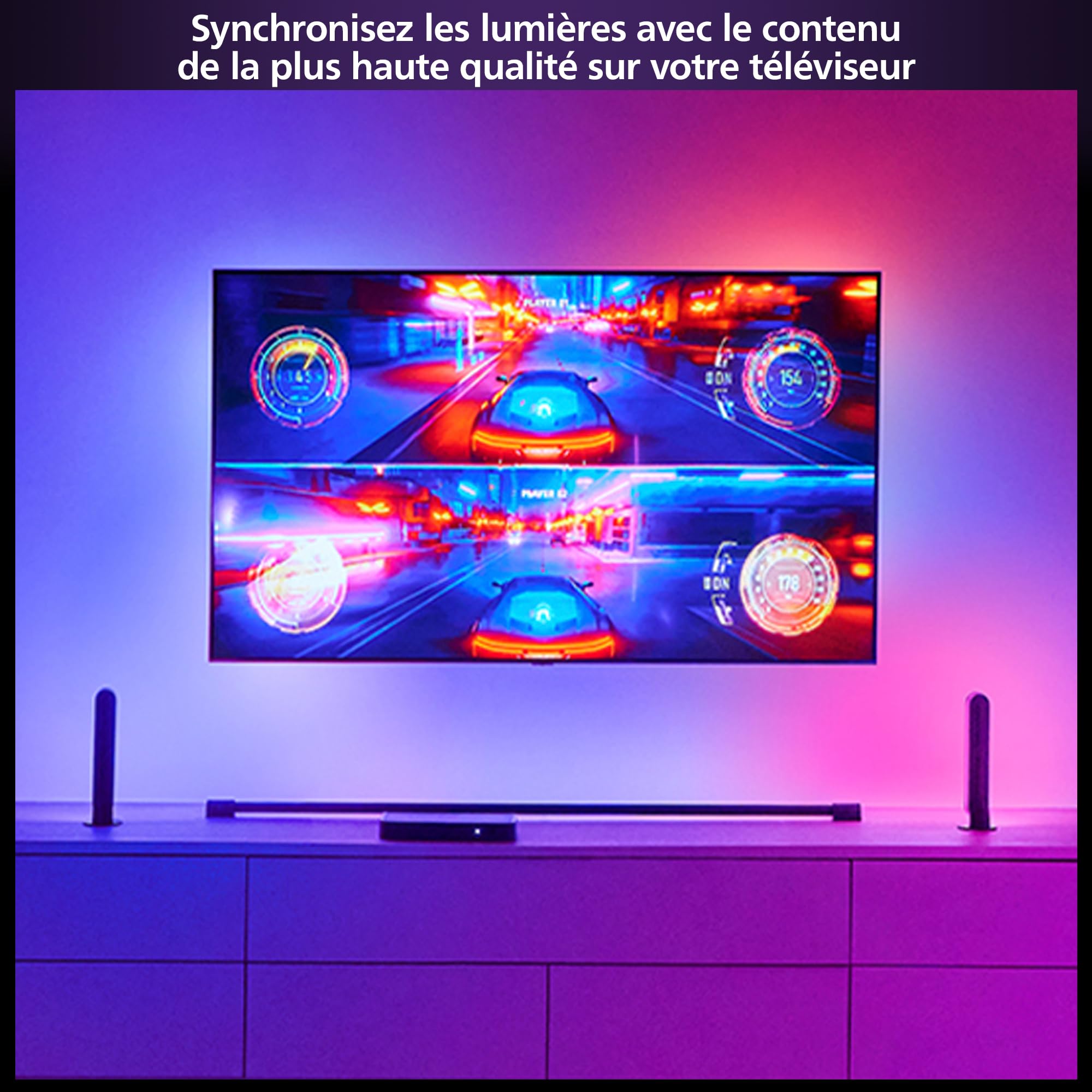 Philips Hue Play HDMI Sync Box 8K - Boitier connecté pour synchroniser jusqu'à 10 lumières avec Vos Jeux vidéo, Films et Musique - Nécessite Philips Hue Bridge - Compatible Dolby Vision HDR10+