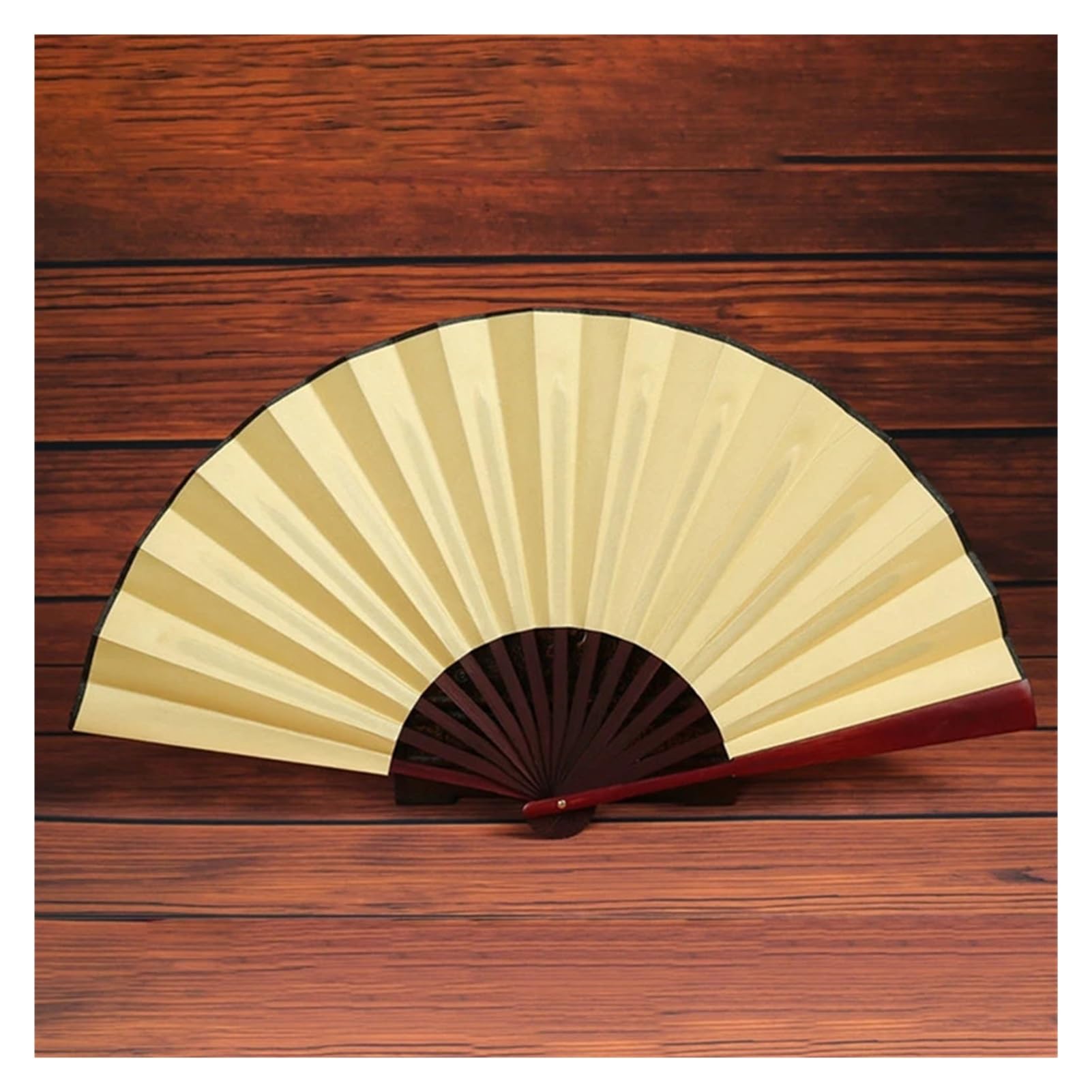 DYMKIE 8 inch Hand Silk Cloth DIY Folding Fan Antiquity Folding Fan DIY Calligraphy Painting(Yellow)