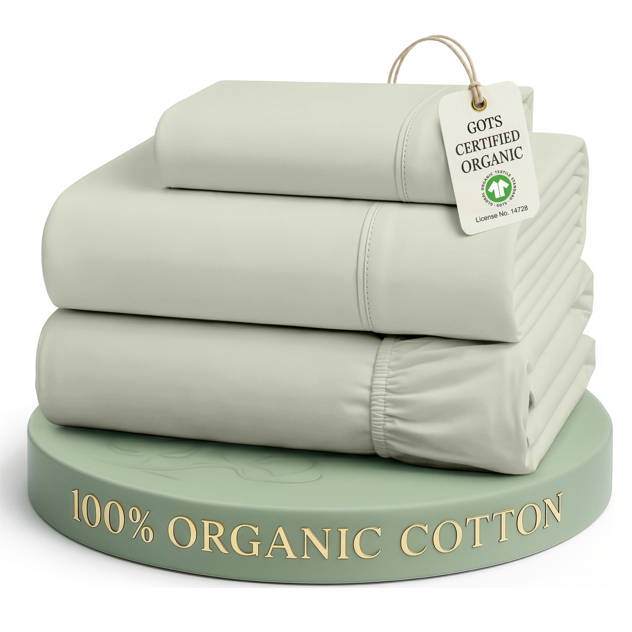 Lane Linen Twin Size XL 100% Organic Cotton Mercerized Soft and Comfortable Percale Sheet Set Perfect for Hospital or Dorm Beds, Hotel Luxury - Mineral โ image 1