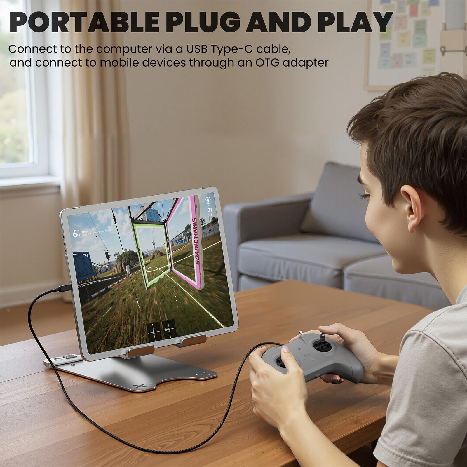 S8 Pro RC Simulateur de vol Télécommande 8 canaux FPV Drone Contrôleur de jeu pour PhoenixRC/Realflight/FreeRider/DJI Virtual Flight, Type-C vers Type-C/OTG, expérience d'entraînement pilote débutant