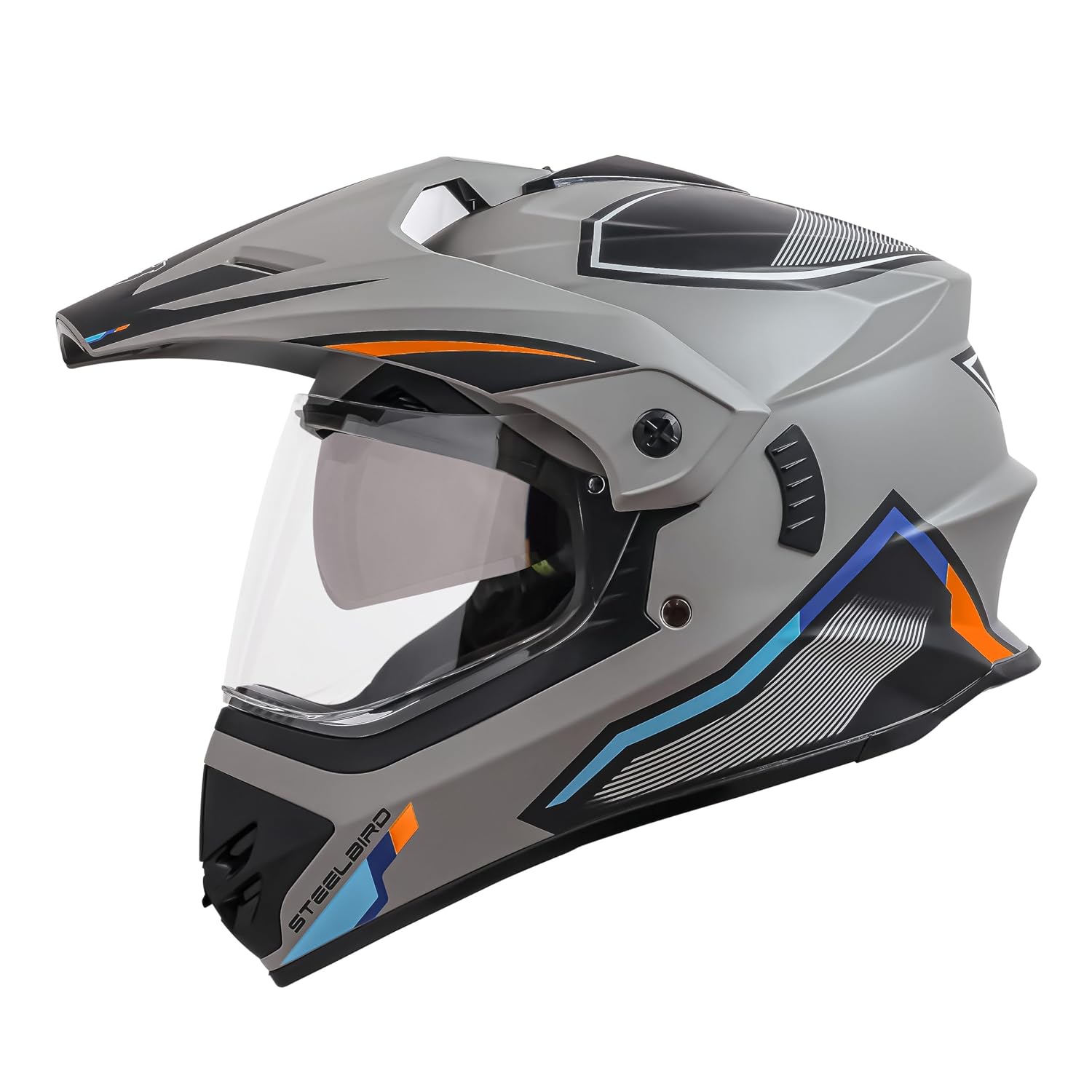 Steelbird Racer Off Road ISI Certified Motocross Double Visor Full Face Graphic Helmet Outer Clear Visor and Inner Silver ... - Review, Price and Buying Guide