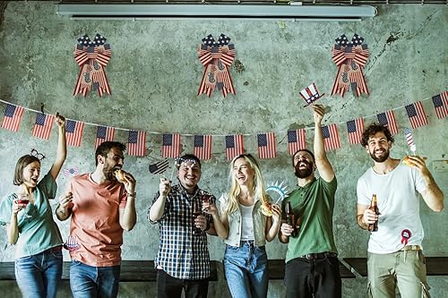 Miniatura 5 de ALIBBON 2 lazos patrióticos para corona, lazos de corona del día del 4 de julio, lazos de corona de camión con bandera estadounidense para puerta