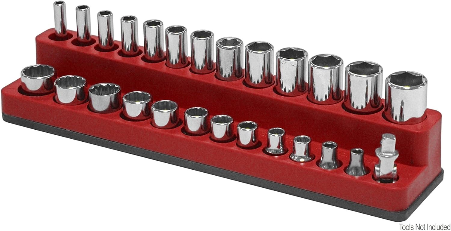 Mechanic's Time Savers Magna-Caddy Tool Organizer: Magnetic Socket Rack, 1/4" Drive Sockets