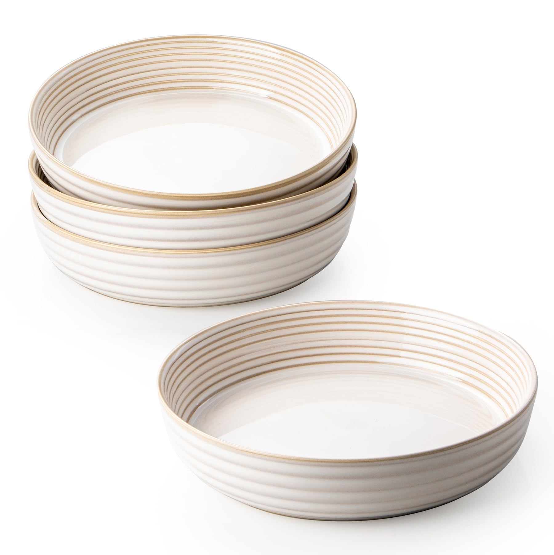 8" Pasta Bowls Set of 3Salad Bowl, Ceramic Dinner Plates and Bowls for Kitchen, Large Serving Bowl Dishes for Ramen, Noodles, Soup, Cereal, White