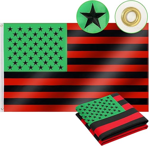 Bandera de Liberación Africana 3x5 pies resistente para exterior, bandera Pan-Africana Afro-Americana doble cara de 210D, franjas rojas, negras y