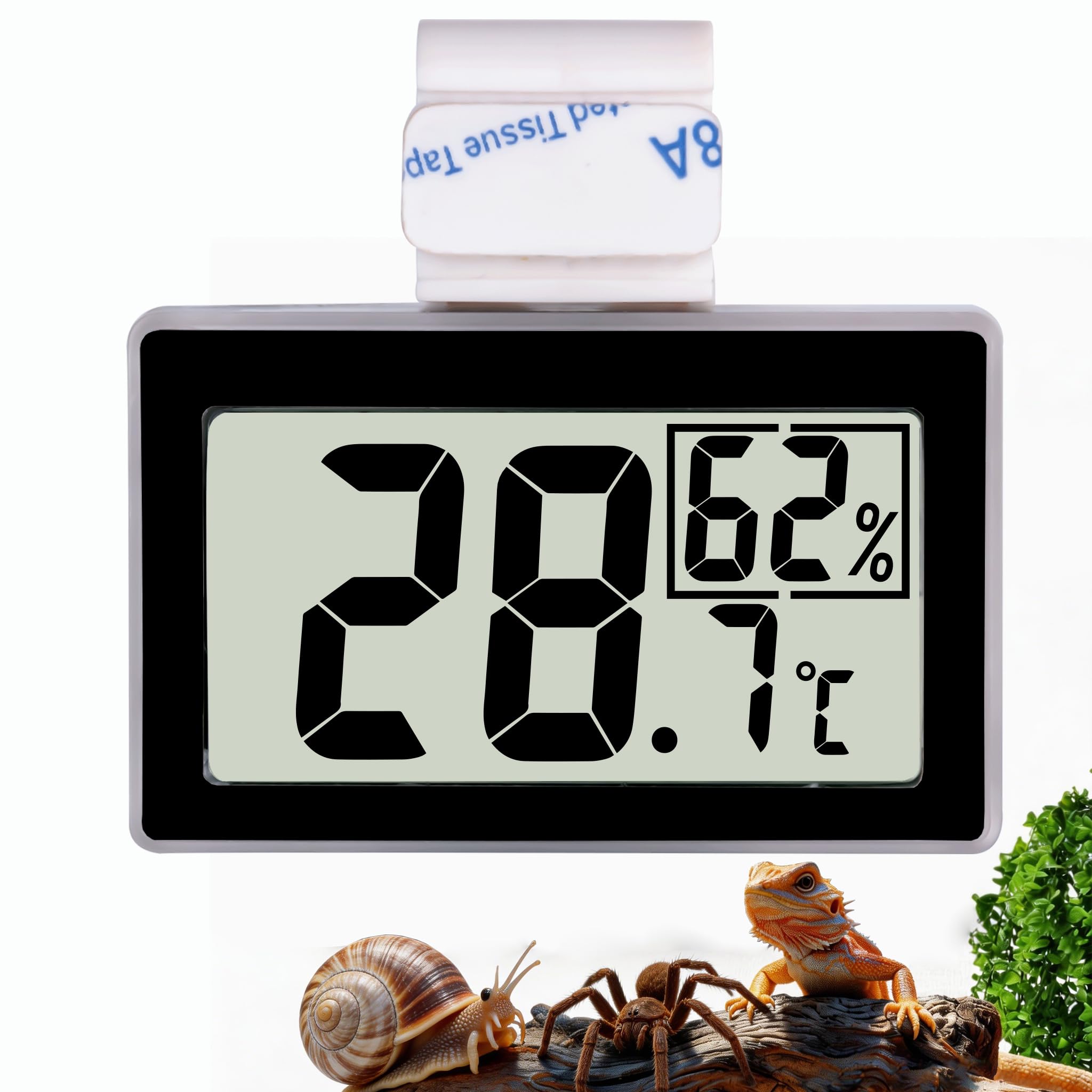 Digital Reptile Thermometer for Tank, Temperature and Humidity Monitor with Probe, Terrarium Thermometer Hygrometer for Gecko, Crested Gecko, Snake, Bearded Dragon Tank Accessories