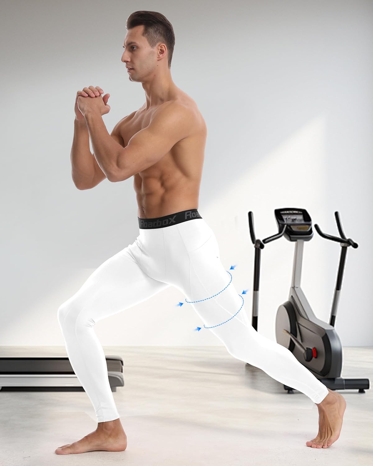 Roadbox 2 Pack Men's Compression Pants, Quick Dry Running Tights Leggings with Pockets, Athletic Base Layer for Workout Gym - Image 3