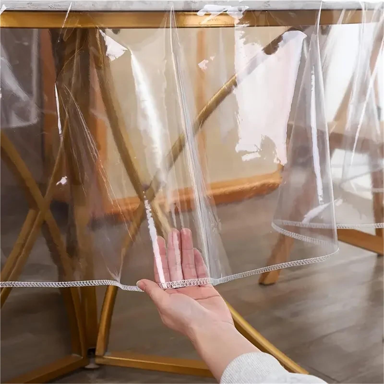Nappe Transparente Épaisse Nappe Ronde Transparente en Plastique, De Protection Imperméable(220cm-86.6inch)