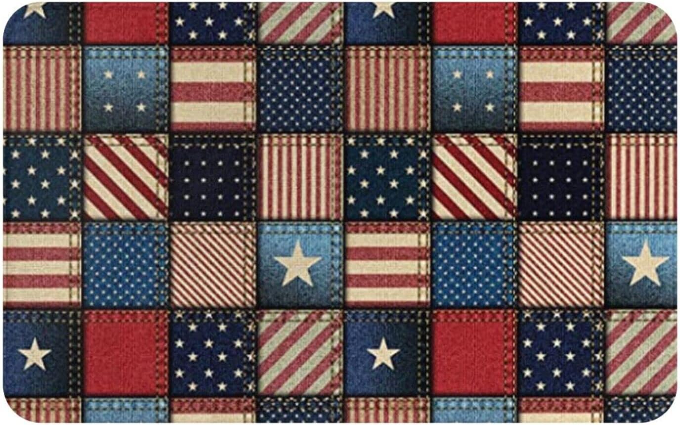 American Flag Patchwork Soft Touch Short Pile Rug Anti-Slip Carpet Mat Living Room Large Area Rugs Modern Floor Bedroom Large Size Non Shedding 80cm x 49cm