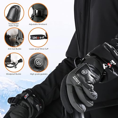 Miniatura 5 de iHood Heated Gloves for Men and Women, 7.4V Rechargeable Waterproof Touchscreen Battery Electric Heated Hand Warmer Gloves for Outdoor Activities