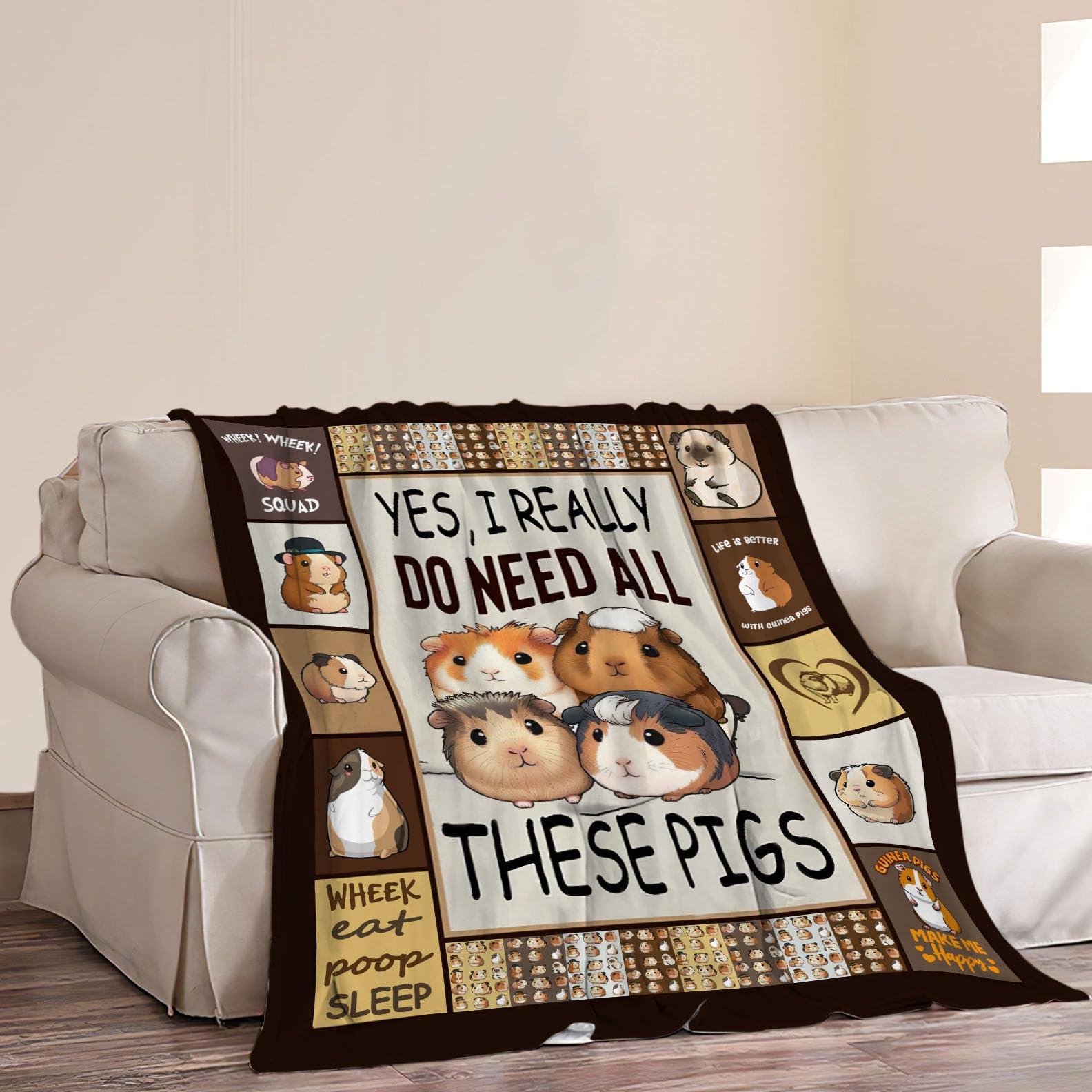 Banonaty Guinea Pigs Cute Guinea Pig Decor Throw Blanket - Cozy Fleece Flannel Soft Warm Plush Lightweight Bedding For Couch Sofa Bed 60"X80"
