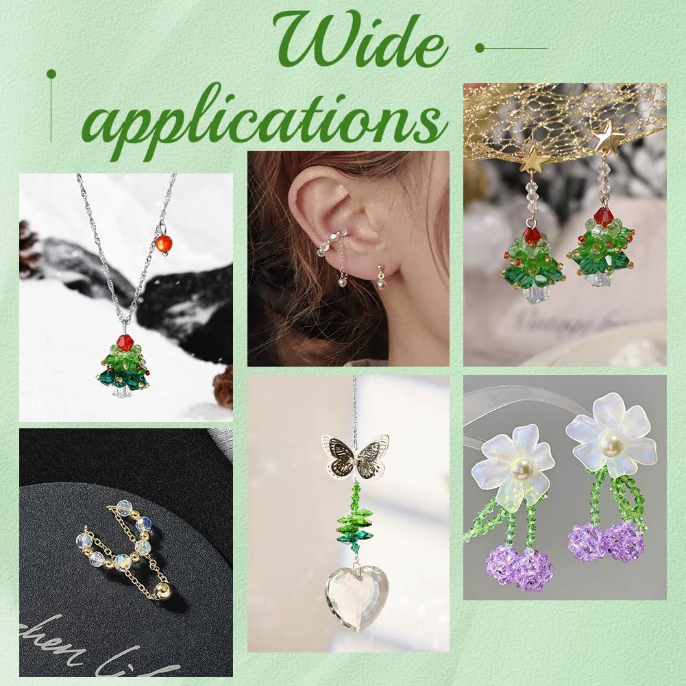 AHANDMAKER 20 Strands Bicone Glass Beads, 4mm Rainbow Loose Craft Beads Faceted Crystal Beads Loose Beads Spacer Bulk for DIY Bracelet Necklace Earring Jewelry Craft Making(5 Colors, 1840~1920Pcs) - Image 6