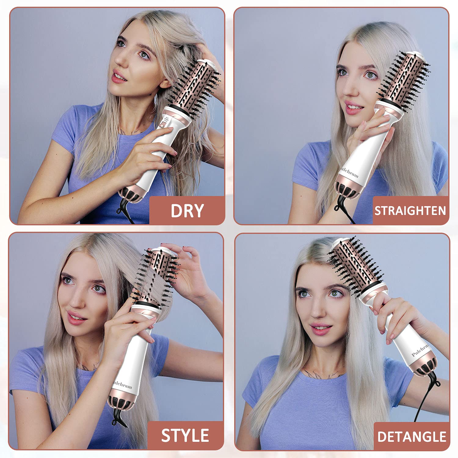 Hair Dryer Brush,Pulchram One-Step Salon Hot Air Blow Dryer Brush Hair Volumizer Styler for Women : Beauty & Personal Care