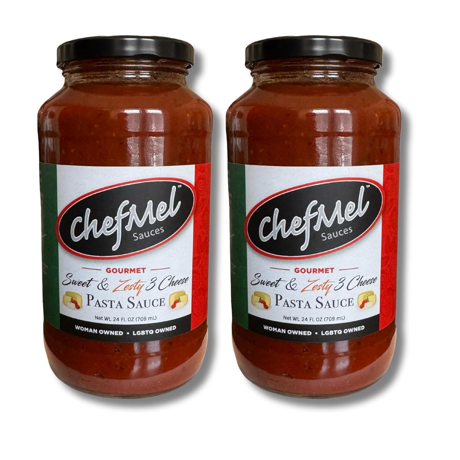 ChefMel’s Spicy Sicilian-Style Pasta Sauce - Bold & Sweet Marinara with a Fiery Chili Kick - Handcrafted Italian Tomato Sauce - Gluten-Free - Gourmet Flavor for Pasta, Pizza & More - 24oz Jar (2 Pack)