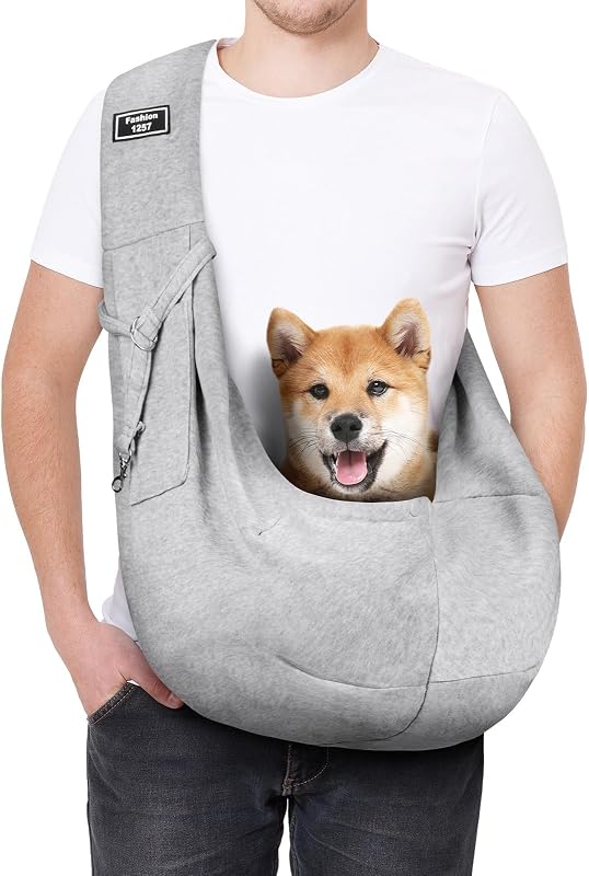 Peitoral Sling para Cães e Gatos AUYAO com Alça Acolchoada, Reversível e Bolso para Pets de até 7,5 kg