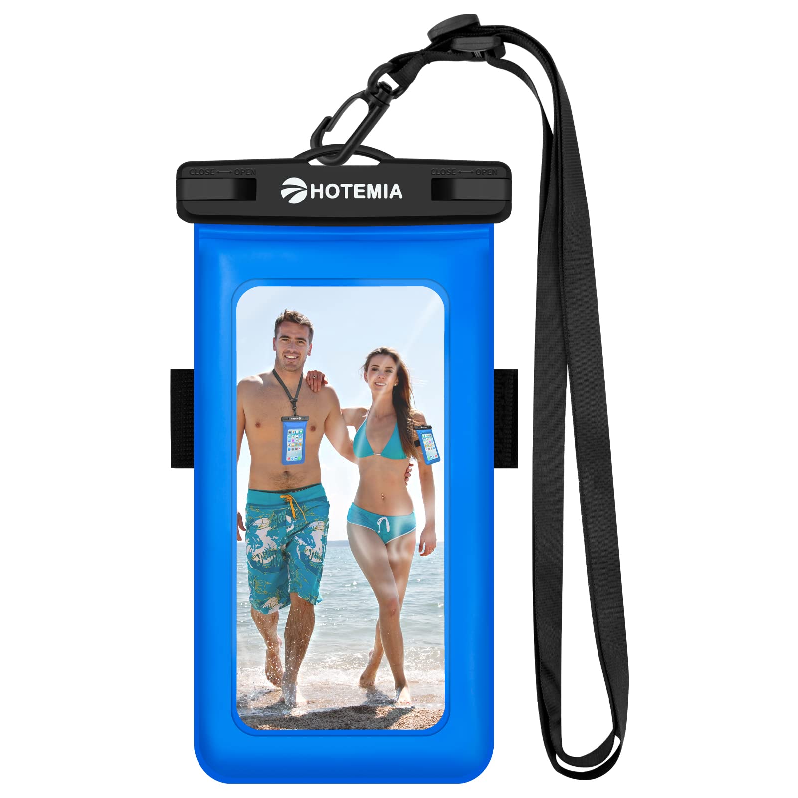 HOTEMIA Waterproof Cell Phone Pouch Floating, Waterproof Float Phone Case Underwater Dry Bag with Neck Lanyard and Armband Compatible for iPhone